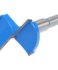 Forstner drill bit, 45mm, tungsten carbide, blue-coated woodworking bit (side view)