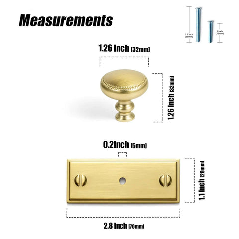 Brushed Gold Cabinet Knob With Classic Square Backplate Set Of 6 Modern Zinc Alloy Drawer Knobs Measurements