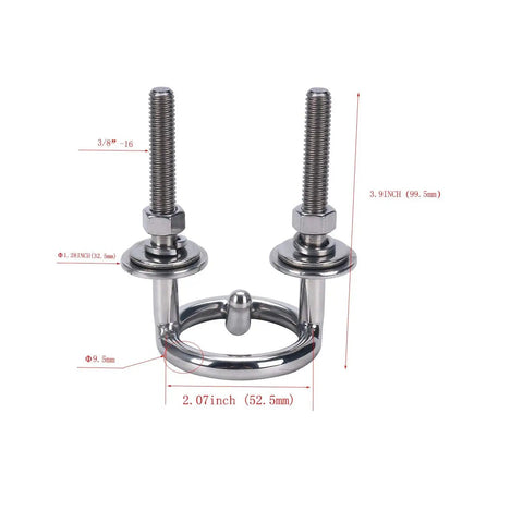 316 Stainless Steel Transom Mount Ski Tow Eye For Boats And Kayaks, detailed dimensions shown, heavy duty build.