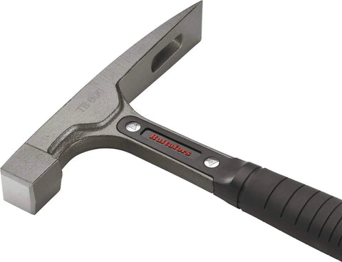 Beefy Bricklayer Hammer With Right Angle Chisel For Safe Brick Splitting, I Beam Steel Shaft, Rust Proof Aluminum Build