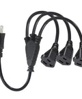 3 Way Power Splitter Extension Cord With Y Style 3 Outlets 1 Foot SVT 18 AWG 10 Amp 1250 Watt NEMA 5 15P To 3 NEMA 5 15R