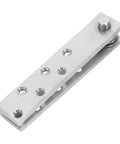Stainless steel component of Hidden Pivot Hinge System For Wooden Bookcase Doors, showing screw holes for concealed installation.