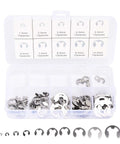 120 Piece Stainless Steel Snap Ring Set For Shaft Positioning And Engine Piston Connecting Rods E Type Retaining Rings Assortment Fits Shafts From 1 5mm To 10mm Heavy Duty 304 Stainless in box