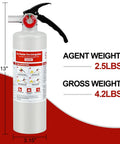 Four Pack Of 2.5 Lb Abc Dry Chemical Fire Extinguishers Rated 1A 10B C showing 2.5 lb extinguisher with usage instructions.