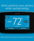 Smart Thermostat With Color Touchscreen WiFi And Mobile App Control Easy DIY Install Privacy Protected Data Works With Alexa Energy Star Certified C Wire Required Black ST75 showing temperature display