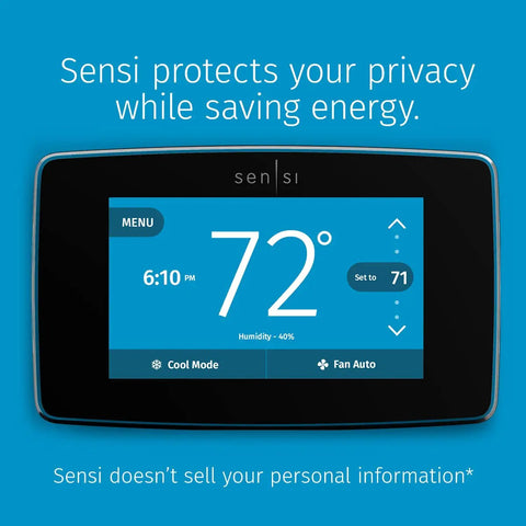 Smart Thermostat With Color Touchscreen WiFi And Mobile App Control Easy DIY Install Privacy Protected Data Works With Alexa Energy Star Certified C Wire Required Black ST75 showing temperature display
