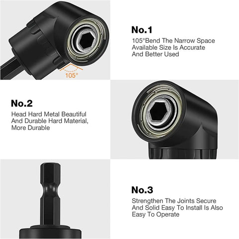 Impact Grade Driver Sockets Adapter Extension Kit Must Have 3Pcs 1/4 3/8 1/2 Universal Socket Adapters And 105 Degree Right Angle Drill Bit Set For Pneumatic Or Electric Screwdrivers Hex Bit Converter For DIY Projects