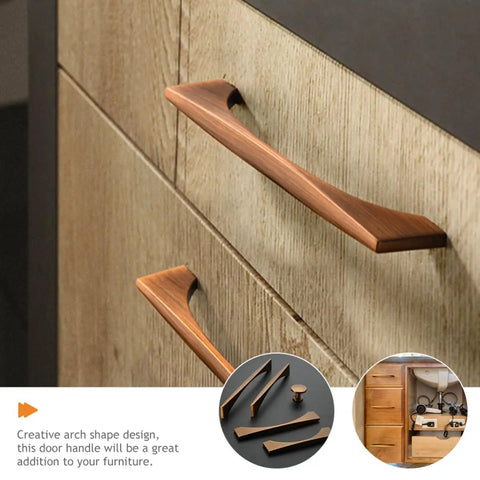Vintage Coffee Bronze Zinc Alloy Cabinet Handles 2 Pack Drawer Pulls For Furniture Kitchen Wardrobe Closet Doors Classic Retro Hardware For Dresser Cabinets And DIY Renovations angled on cabinet