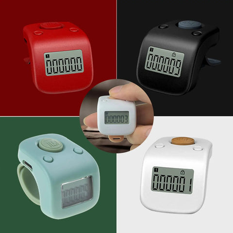 Game Changer Rechargeable Digital Lcd Tally Counter Tracking Up To 9999 With Six Digits For Daily Prayers Crochet Projects And Step Counting In Green displayed in various colors.
