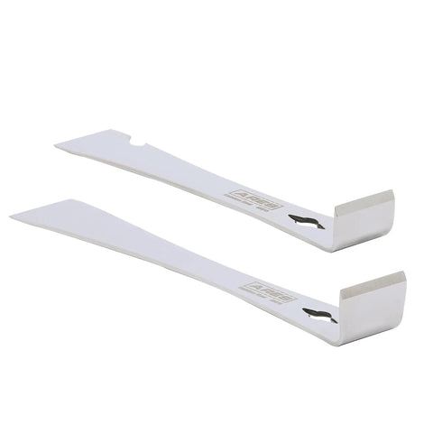 Two Piece Stainless Steel Prybar Scraper Set with 90 Degree Pry Ends Remove Residue From Gaskets and Surfaces Built In Nail Puller