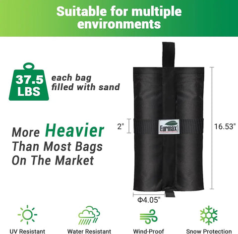 4 Pack 150 Pound Universal Canopy Weight Bags Heavy Duty Windproof Sandbags With All Around Wrap Design"