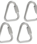 Four Pack 316 Stainless Steel Triangle Locking Quick Connectors Three Sixteenth Inch M5 Quick Links Heavy Duty Durable Chain Connectors With 716 Pounds Capacity For Secure Rigging Towing Lanyards And More