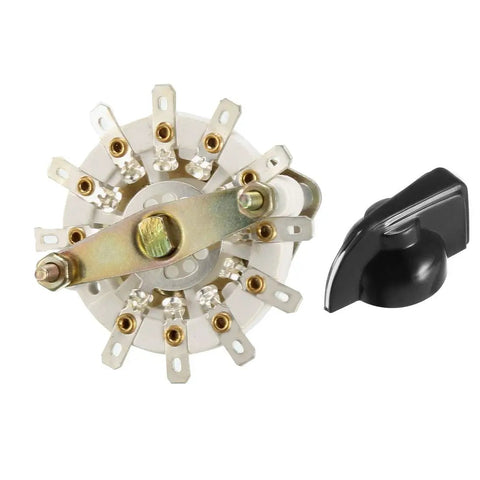 1 Pole 10 Position Band Selector Rotary Switch with Plastic Knob, 11 Pins, 9.7mm Mount Hole, 6mm Shaft