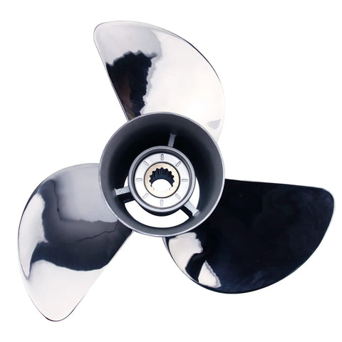 Stainless Steel Boat Propeller 13.25 Diameter 17 Pitch 15 Spline Tooth Right Hand Rotation 3 Blade OEM Style Fit For 50 To 130 HP Outboard Engines Durable Marine Prop For Smooth Acceleration And Top End Performance