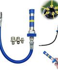 Quick Lock Grease Coupler Adapter Extensions For Grease Fittings with blue hose and steel connectors