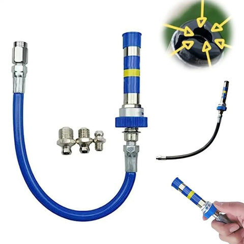 Quick Lock Grease Coupler Adapter Extensions For Grease Fittings with blue hose and steel connectors