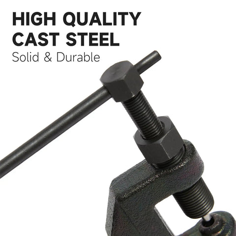 Close-up of cast steel Chain Breaker Splitter Tool For Roller Chains, DIY Friendly Chain Cutter and Detacher for durability