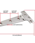 Diagram of a 316 Stainless Steel T Hinge Marine Grade Heavy Duty Boat Hatch Hinge 6 Inch By 3 Inch 150 Mm By 72 Mm with measurements.