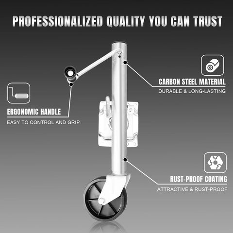 Road DAWG trailer jack with wheel, single wheel, 1000lb capacity, 10-inch lift, bolt-on tongue mount
