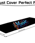 Stretchy Spandex 88 Keys Piano Keyboard Dust Cover With Durable Elastic Cord, black cover with colorful "Music" design
