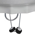 Close-up of Solar Water Wiggler Bird Bath Scene 8WW 5 Inch Gray Sun Powered Automatic Water Movement paddles and stand in a bath.