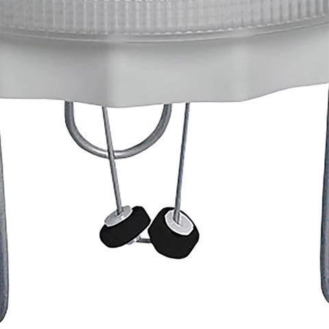 Close-up of Solar Water Wiggler Bird Bath Scene 8WW 5 Inch Gray Sun Powered Automatic Water Movement paddles and stand in a bath.
