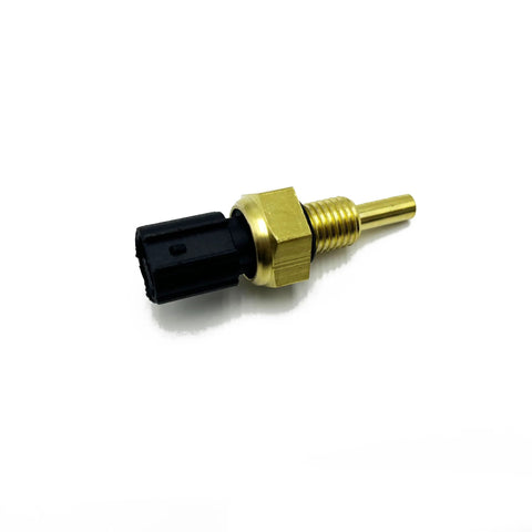 Mteycei engine coolant temperature sensor, brass threaded body with black plastic connector, side view