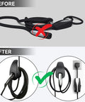Comparison of Slick Wall Mount Charging Cable Organizer For Tesla before and after installation with tidy cord management.