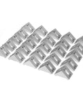L Shaped Aluminum Corner Brackets 25 Pcs Pack Heavy Duty Right Angle Braces for DIY Projects laid out in rows