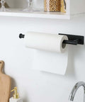 Under Cabinet Paper Towel Holder For Kitchen And Bathroom Wall Mounted Matte Black SUS304 Stainless Steel Roll Rack