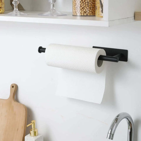 Under Cabinet Paper Towel Holder For Kitchen And Bathroom Wall Mounted Matte Black SUS304 Stainless Steel Roll Rack