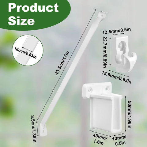 Image of measurements for 8 Pack 12 Inch Wire Shelf Brackets White Heavy Duty Shelf Support For RVs Garages Closets And Wardrobes Rust Resistant