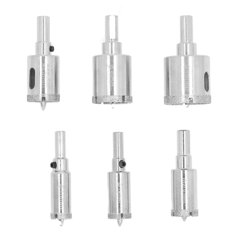 Hole Saw Kit With Hard Brazed Drill Core Bits For Marble Granite And Glass Cuts Clean Without Chipping Comes In Plastic Storage Box Plus Durable High Carbon Steel Emery Construction Super Tough Tool, six bits