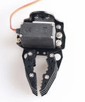 Heavy Duty Metal Robotic Arm Gripper With High Torque MG996R Servo For Arduino And Raspberry Pi DIY Projects Educational STEM Maker Kit Solid Metal Claw Clamp For Learning And Prototyping Black, black metal gripper front view