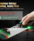 Heavy Duty 8 In One Wire Stripper Pliers With Built In Voltage Tester showing voltage testing with light indicators.