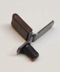 Metal glass shelf clip for curio cabinets with rubber cushion, part of Set Of 4 Glass Shelf Clips For Curio Cabinets.