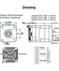 Technical drawing of Nema17 Closed Loop Stepper Motor With Encoder, 42mm Size, showing dimensions and wiring details.