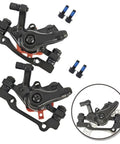 Dope Heavy Duty Aluminum Mechanical Disc Brake Calipers Pair For Bikes And Scooters with bolts and detailed view.