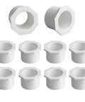 3/4 X 1/2 Inch PVC Reducing Bushing Socket To Socket White Pipe Fitting Adapter 10 Pack Schedule 40 Plastic Reducer Bush For Home Plumbing Pool And Industrial Use, white PVC reducer bush set