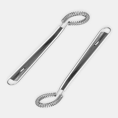 Two Piece Stainless Steel Mini Egg Whisk Set With Spring Coil Design For Effortless Mixing, Frothing And Beating In Coffee, Milk, Sauces And Desserts