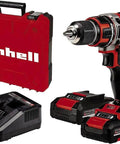 Heavy Duty Cordless Drill And Screwdriver 18 Volt Brushless Motor 50 Nm Built Tough with batteries and charger in case.