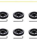 EFYOK Especial 6Set 200X6mm Industrial Aluminum Rubber Measuring Rotary Encoder Meter Wheel set of 6 black wheels with wrench.