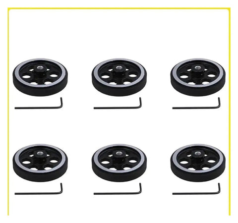 EFYOK Especial 6Set 200X6mm Industrial Aluminum Rubber Measuring Rotary Encoder Meter Wheel set of 6 black wheels with wrench.