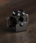 4 Pack Cabinet Latch Double Roller Catch Hardware For Cupboard Closet Kitchen Doors, Black Nickel Finish, nylon rollers, front view
