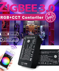 Zigbee 3.0 RGBCCT LED Strip Controller Pro Voice Control With Alexa App And Remote on display with color wheel app