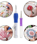 Embroidery Patterns Punch Needle Kit With Magic Pen And Plastic Needles All In One Sewing Tool and colorful embroidered designs