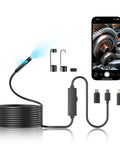 Endoscope Camera With Light For DIYers And Home Pros Pro Grade 1920P HD Inspection For Automotive And Household IP67 Waterproof Borescope With SemiRigid 16.5Ft Cable Detects Pipe Clogs And Engine Issues Works With iPhone And Android, semi-rigid cable with phone adapters