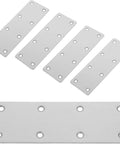 Five Piece Stainless Steel Metal Brackets With Straight Plate Design And Multiple Openings For Cabinet Furniture Wood Repair And Joining