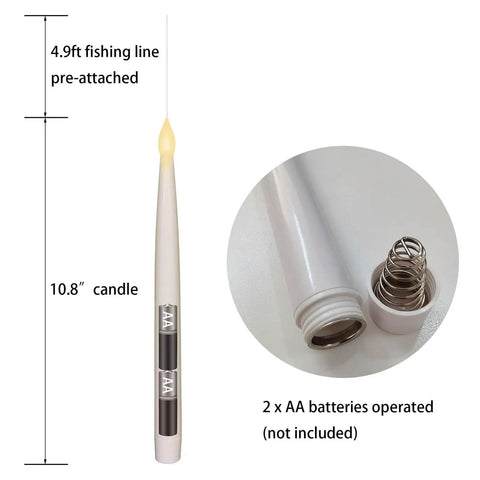 Floating LED Taper Candle Set 10.8 Inches With Remote Wand Flameless Battery Operated Window Candles for Halloween and Christmas Decor