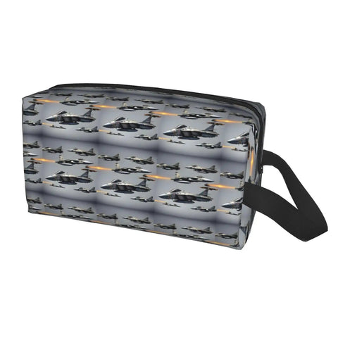 Fighter Jets Print Large Capacity Go To Travel Toiletry Bag Waterproof Cosmetic Organizer 10x6x5 inch with fighter jet design